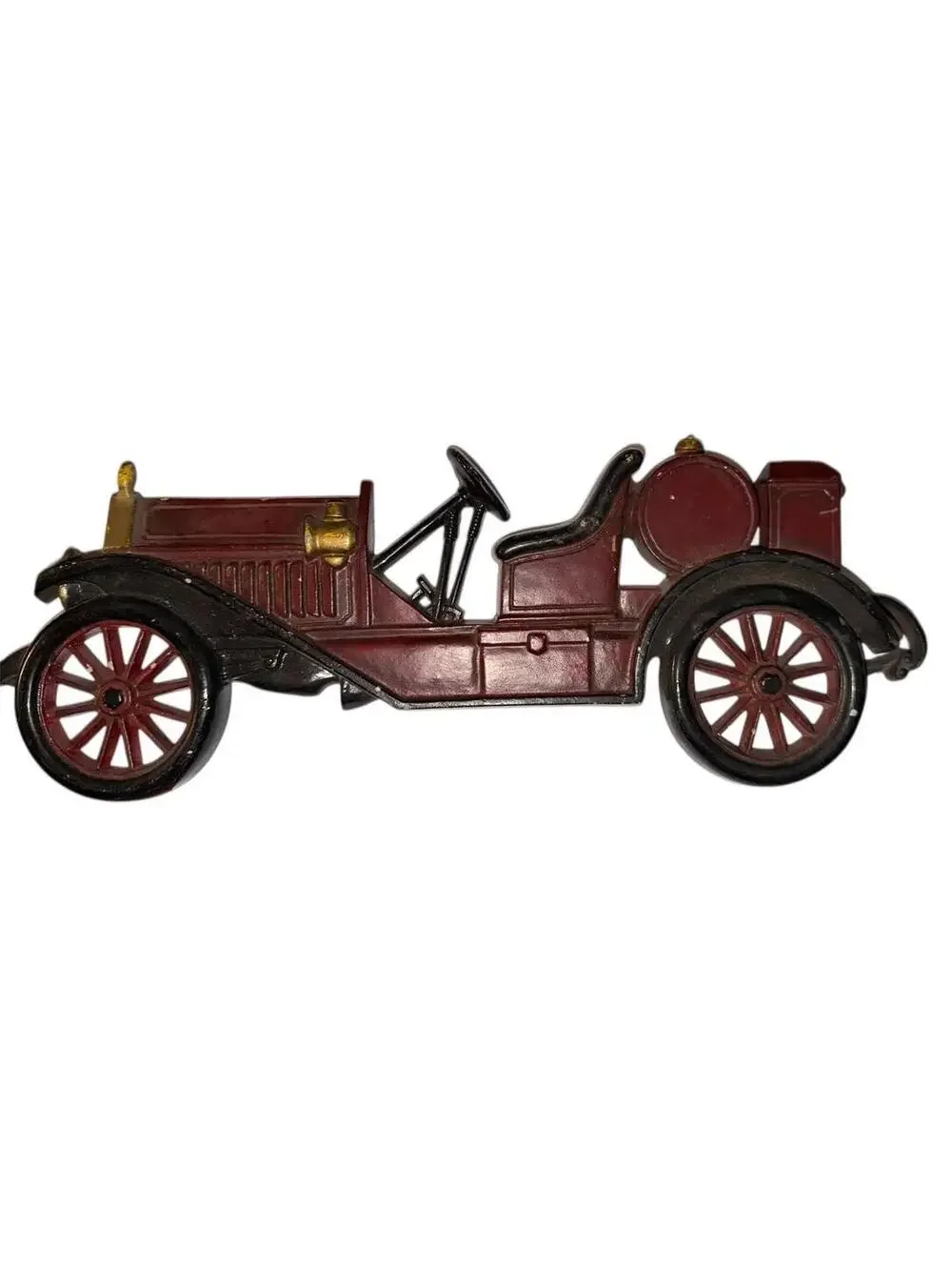 Sexton Vintage Car Wall Decor Plaque Antique Roadster Metal Burgundy Gold